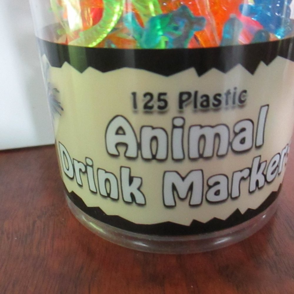 Animal Drink Markers neon clear plastic monkey giraffe charms hang on cocktail - Picture 3 of 5